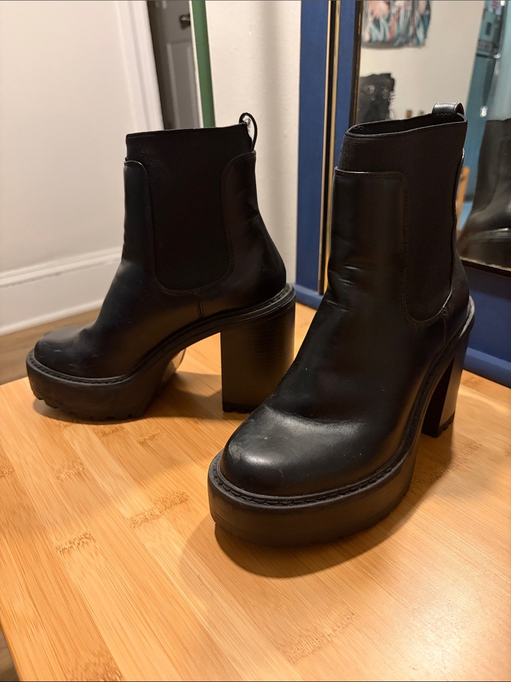 Madden Girl Black Chunky Platform Ankle Boots